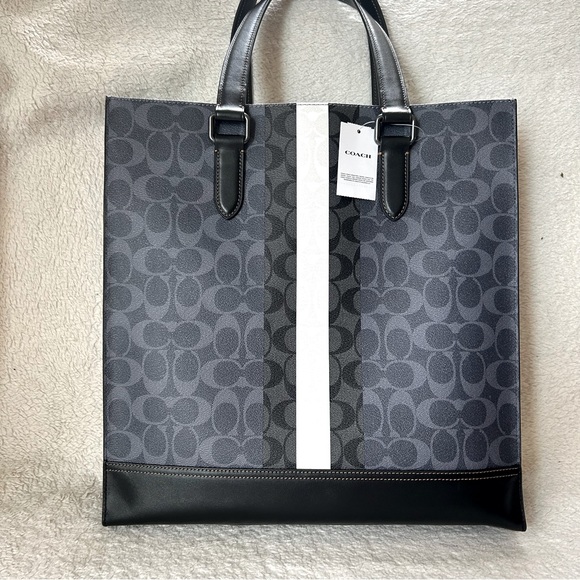 Coach Other - NWT COACH Men’s Signature Web Tall Tote Bag Black & Gray